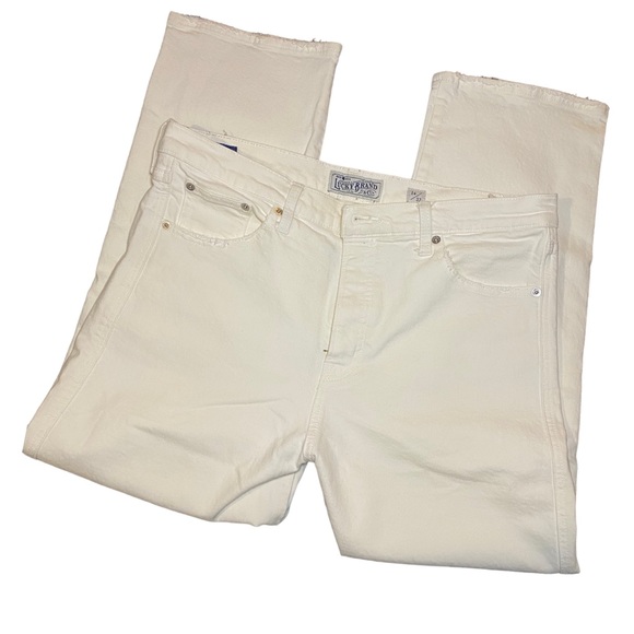 LUCKY BRAND Authentic Straight Crop White Jeans Size 14/32 - Picture 1 of 7